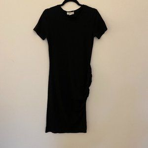 Knitted Tshirt Midi Dressed with Ruched Side